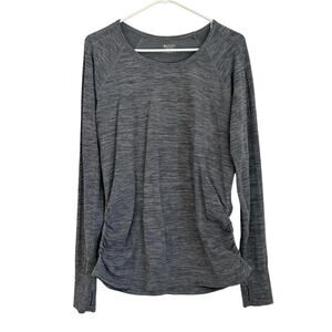 Athleta Heathered Gray Long Sleeve Athletic Top, Gray, Women's Size Large